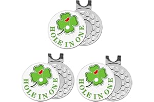 AMRTA Lot de 3 marqueurs de balle de golf magnétiques avec 3 marqueurs de balle de golf personnalisés pour mettre des pièces de monnaie, cadeau de golf, homme et femme, golfeur (trou dans un)