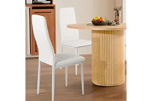 Liink1Ga Chaise Blanch de Cuisine Lot de 2 Chaises Salle Manger, Chaise Salle a Manger Simili Cuir Blanche Scandinave Lot de 2 Chaisse pour Le Salon/Restaurant/Café/Bureau, Montage Facile