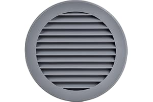 Steinberg14 Grille d'Aération Ronde 125mm - Gris Grille de Ventilation en Plastique - Registre d'évacuation d'air avec Bride - Couvercle d'évent Interne pour Mur et Plafond