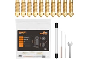 HANGLIFE Ugelli per Elegoo Neptune 4 Plus/Max Stampante 3D - 10 Ugelli in Ottone in 5 Dimensioni (0,2/0,4/0,6/0,8/1,0 mm) Include Aghi di Pulizia e Chiave - Accessori per Stampante 3D