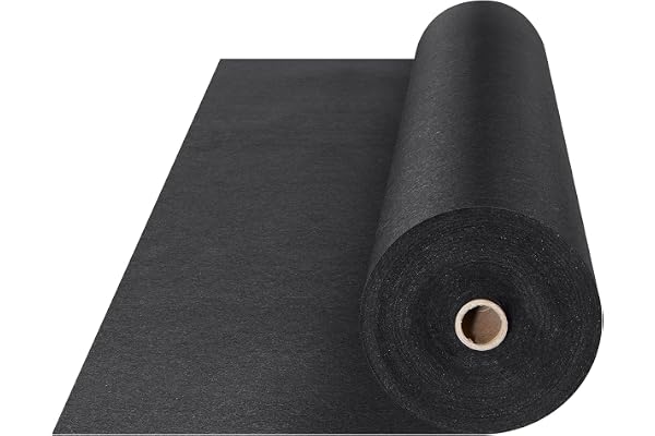 VEVOR Géotextile Non Tissé 1,8x15,2 m Toile de Paillage Anti-Mauvaises Herbes 271 g/m² Tissu d'Allée Perméable Résistant à la Déchirure pour Systèmes de Drainage, Aménagement Paysager, Couvre-sol Noir