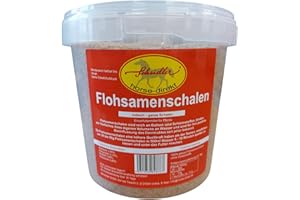 Scheidler horse-direkt 1 kg Eimer Flohsamenschalen indisch, ganz für Pferde, Ponys – Einzelfuttermittel mit viel Ballaststoffen und Schleimstoffen – inkl. Messlöffel
