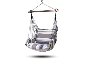 HOBEA-Germany Hängesessel Hängestuhl Hängesitz mit 2 Kissenhüllen (L (bis 120kg belastbar), Terra)