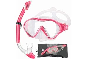 HH HHAO SPORT Kids Mask Snorkel Set Snorkeling Packages, with Diving Mask, Dry Snorkel, Mesh Bag, Anti-Fog Anti-Leak Snorkeling Gear for Kids for Snorkeling Swimming Diving