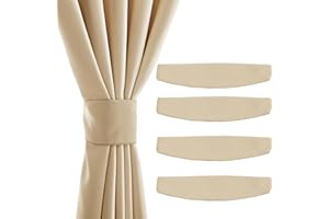 ‎PONY DANCE PONY DANCE Magnetische Gardinen Raffhalter Beige Gardinenhalter Raffhalter mit Magneten für Blickdichte Gardinen Magnetische Raffhalter für Vorhänge, Biscotti Beige, 4 Stück, 47x10 CM