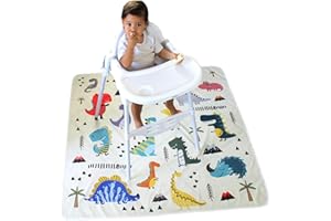 IMMACULATE TEXTILES Baby/Toddler Highchair Splash Floor Mat - 130x130cm (51x51in) : Waterproof, Washable & Non-Slip : Ideal for Baby-Led Weaning (Dinosaurs)