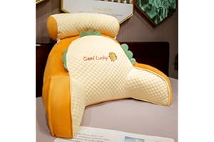 LANPEW Ice Silk Cute Reading Pillow rückenkissen mit armlehnen,lesekissen für Bett,bettsessel Rückenlehnenkissen Rückenstütze,Kissengeschenke für Lesen,Arbeiten (Bohnensamt gelb, 75 * 50cm)