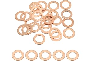 PATIKIL 25 stycken koppartätningsringar, M10 x 16 mm koppar platta brickor, kopparringar krossbricka för skruvar bultar