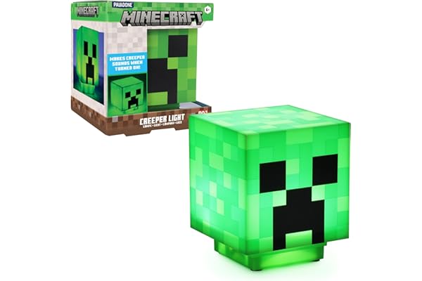 Lámpara de Escritorio Creeper Minecraft - Lámpara Oficial con Sonidos, Luz Nocturna para Niños