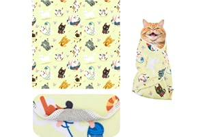 Gosknor Samoprzylepna Otulacz do Pielęgnacji Kota, 55x55cm Antyzadrapaniowy Otulacz Przycinania Pazurów Antyucieczkowy Uspokajający Restryktor dla Kota Akcesoria do Pielęgnacji Zwierząt (Duży)