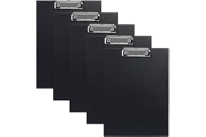 DONGLI (5 Stück) Klemmbrett A4, Schreibbrett Klemmbrett mit Metalklemme und Aufhängeose, A4 Clipboard,Schreibplatte Klemmbrettmappe für Büro,Schule(Schwarz)