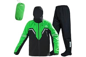 VIKAMAKA Waterproof Rain Suit for Men,Lightweight Rain Jacket and Pant Portable Reflective for Motorcycle Cycling Rain Gear