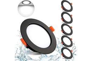 KSIBNW 5 x Faretti led da Incasso per Cartongesso,5W=a Incasso da 50W,Foro Incasso Φ70-75mm,550LM,Spot led Incasso,Bianco Freddo 6000K,IP44,220-240V,Ultrasottile Lampada per Bagno Cucina Nero