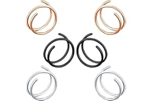 Decentraland Anillo de nariz en espiral de acero inoxidable con doble aro, piercing de nariz único para mujer, hipoalergénico