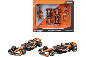Bburago F1 Formula MCLAREN MCL38 (2024) - NORRIS AND PIASTRI 2 Pack -1:43 Scale - Incredibly Detailed Die-Cast Replica Collectible Race Car Models, Multiple Colours