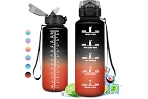 KOLLYKOLLA Borraccia 500ml/1L/1.5L, Borraccia Palestra a Prova di Perdite, Borraccia Motivazionale con Cannuccia, Bottiglia d'acqua Sportiva con Indicatore del Tempo, Borraccia per Adulto, Viaggio, Sport, Scuola