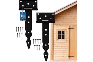 KOTARBAU® - Set di 2 cerniere a croce, cerniera a T, colore nero, verniciate a polvere, decorative, 200 mm