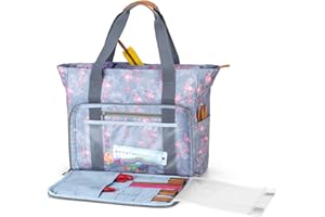 Teamoy Stricktasche Aufbewahrung, Aufbewahrungstasche für Wolle, Stricknadeln, Häkelnadeln, Strickprojekte, und Zubehör, (Kein Zubehör im Lieferumfang enthalten) (Flamingo)