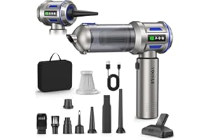 YOMILE Aspirabriciole Senza Fili, 27000PA 4 in 1 Aspirapolvere per Auto Portatile,Aspiratore e Soffiatore con Motore Brushless Mini Aspirabriciole Senza Fili Potente per Auto Casa Ufficio Peli (27KPA)