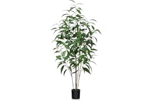 CROSOFMI Artificial Plants Indoor 125 cm Fake Tree Large Faux Plants With Plastics Pots for Modern Home Office Outdoor Decoration (1 Pack)