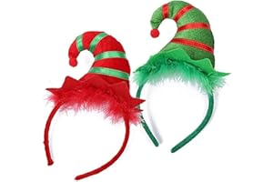 XINCHEN Weihnachten Haarreif 2 Stück Weihnachtselfenhut Stirnband Elf mütze Erwachsene Kinder Kopfbedeckungen Weihnachtshaarband für Weihnachtsfeier Fotos Stand