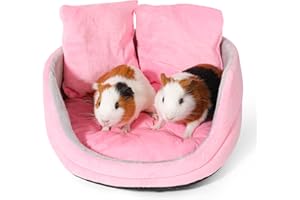 ONEJU Guinea Pig Couch - Guinea Pig Bed, Removable Cushioned Pillow, Round Cuddle Cup Shape, Pure Pink and Gray, Ideal Bed for Small Pets