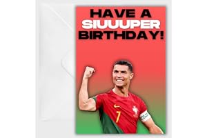 Cristiano Ronaldo Football Birthday Card – Anniversary Greeting – Soccer Gift for Son – Fan Card