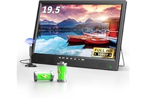 Desobry TV portatile da 19 pollici 1080p, piccola Televisión con antenna e batteria, tv 12 volt per camper, base regolabile, HDMI AV USB, adatta per l'intrattenimento domestico
