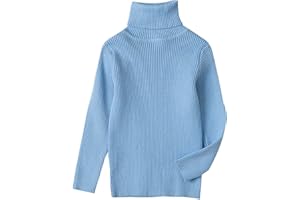 FGUUTYM Pull d'hiver pour enfant garçon et fille - Couleur unie - Col roulé - Haut en tricot stretch - Pour bébé fille