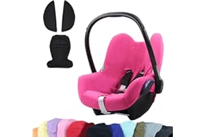 BAMBINIWELT24 BAMBINIWELT KOMBI-ANGEBOT Sommerbezug, Schonbezug, Bezug aus Frottee + Gurtpolster für Maxi Cosi CabrioFix (pink +schwarz)