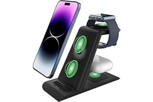 SPGUARD 3 in 1 Apple Magsafe Ladestation kompatibel mit Apple Watch Ultra 2/Ultra/ 9 8 7 SE 6 5 4 3 2, Kabellose Ladegerät für iPhone 15 14 13 12 11/Pro Max/X/XS/XR/Plus Airpods Pro 2/3 Pro/2