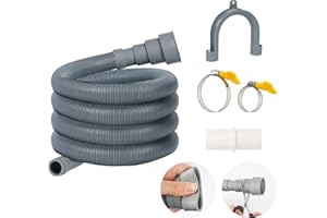 ilauke Wąż spustowy pralki, uniwersalne zestawy przedłużające wąż spustowy zmywarki, elastyczny wąż spustowy pralki, przenośne węże do myjki wyładowczej