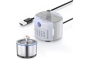 AONBOY Pompa per fontana d'acqua per gatti con luce LED, ultra silenziosa, lunga durata, impermeabile IP68