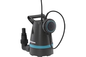 GARDENA Pompa sommersa per acqua pulita 8200 Basic: pompa drenaggio con raccordo tubo flessibile, portata max. 8200l/h, aspirazione piatta a 4mm, interr. flottante con funzionamento continuo (9000-47)