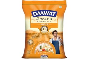 Daawat Rozana Super Basmati Rice 5Kg| For Everyday Consumption| Cooked Grain Upto 13mm*| Naturally Aged