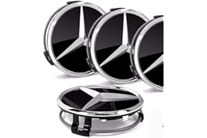 MERCEDES-BENZ 4x Mercedes Benz Original Enjoliveur Capuchon Capot/couvercle enjoliveur Couverture de moyeu de roue Chapeau De Roue Couvercle moyeu de roue Couvercle décoratif noir brillant / chrome étoile B66470200 / A2204000125 Classe E Classe C CL CLS SLK ML GLK classe A classe B W204 W212 W210 W221 W220 C209 W207 W246 Diamètre: 75mm