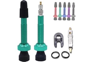SOLIGAR Vanne Tubeless pour vélo de montagne VTT 40 mm (2 pcs) - Vélo de route sans chambre avec Obus amovible - Remplissage facile de liquide anti-crevaison - Noyaux de valve Presta (Vert)