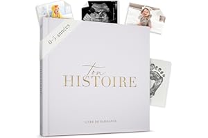 BIBI & BEAU Livre de Naissance - Album Photos et Naissance - Cadeau Naissance 132 Pages et Album Photo Scrapbooking – Livre Naissance Bébé Garçons et Filles – Photos de 10 x 15 et 13 x 18 cm (Gris)