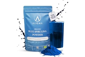 Aligma Organic Blue Spirulina Powder 50g | 100% Natural Phycocyanin for Smoothies – Vibrant Blue Food Colouring & Ingredient Rich in Protien | Resealable Package