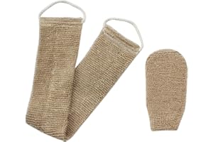 Homgaty Sangle Lave Dos, Lanière Crin Gant Exfoliant, Bande Dos Exfoliante en Chanvre Naturel pour Dos Corps Bain Douche Homme Femme