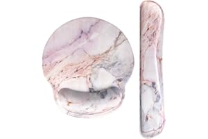 HAOCOO Keyboard Wrist Rest Pad and Mouse Wrist Rest Support Mouse Pad Set, Non-Slip Rubber Base Wrist Support with Ergonomic Raised Memory Foam for Easy Typing & Pain Relief (Colorful Marble)