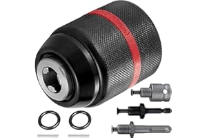EATBALE Mandrin de perceuse sans clé pour Milwaukee M18, 1,5-13 mm Auto-serrant Mandrin de perçage Montage 1/2-20UNF Avec tige SDS-Plus 3/8", Tige hexagonale 1/4", Adaptateur pour clé à chocs 1/2"