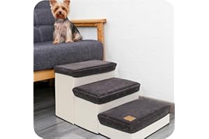 BERRYLION Dog Steps for Bed|Dog Steps for Sofa|Dog Stairs for Puppy|Pet Stairs for Small Dogs under 60 Pounds (Grey)