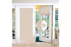 Maritown Blackout Door Curtains,French Door Blinds Stick On Curtains for Privacy and Light Control,Thermal Blackout Curtains Front Door Curtain Tie up Shade,No Drilling Easy Install(1 Panel,Beige)