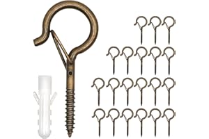 ZYDYRX 20 Pezzi Ganci a Vite Ganci a Vite Soffitto Chiusura Sicurezza Gancio a Vite Forma Q In Bronzo Con Tubo Espansione Ganci Parete Appendere Piante Vaso Lampade 53 * 25MM
