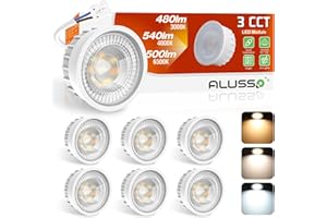 ALUSSO LIGHTING Módulo LED Ultra Plano ø50x25mm para Foco Empotrable, 6W 540lm 230V, Blanco Cálido Blanco Natural Blanco Frío Regulable, Reemplaza Bombillas GU10 MR16, Impermeable IP44, Pack de 6