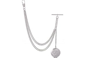 Holy Sins Jewellery Handmade in the UK Silver Colour Albert Pocket Watch Chain With Locket Pendant