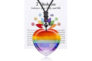 ‎GEHECRST GEHECRST 7 Chakra Halskette Heilsteine Kette Herz Edelstein Anhänger mit Einstellbar Geflochtenes Seil Kristall Halskette Reiki Healing Talisman spirituelle Geschenke (Herzförmig)