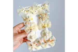 Ypkia Juego de 10 pinzas para el pelo con diseño de flores, para niñas, lazos para el pelo (amarillo)
