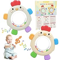 Massaggiagengive Neonato Con Sonaglio 2 In 1 – Set Di 2 Pezzi In Silicone Alimentare Senza BPA, Design Animali Per Dentizione, Lavabile In Lavastoviglie, 0-3 Anni